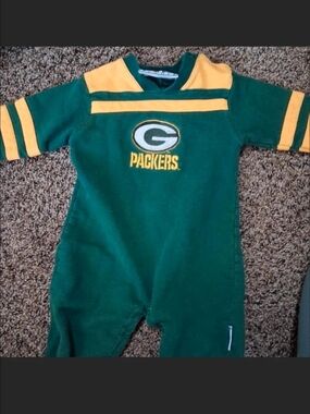 Vintage Green & Gold Toddler One-Piece Footie - Packers Logo